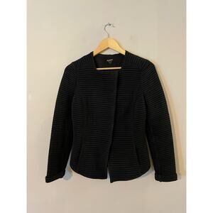 Worth Black Ribbed Snap Front Jacket 6